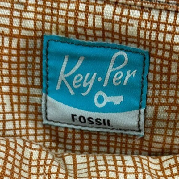 Vintage Fossil Coated Canvas Floral Theme Key Per Tote Bag Shoulder Bag‎ Purse - Picture 7 of 13